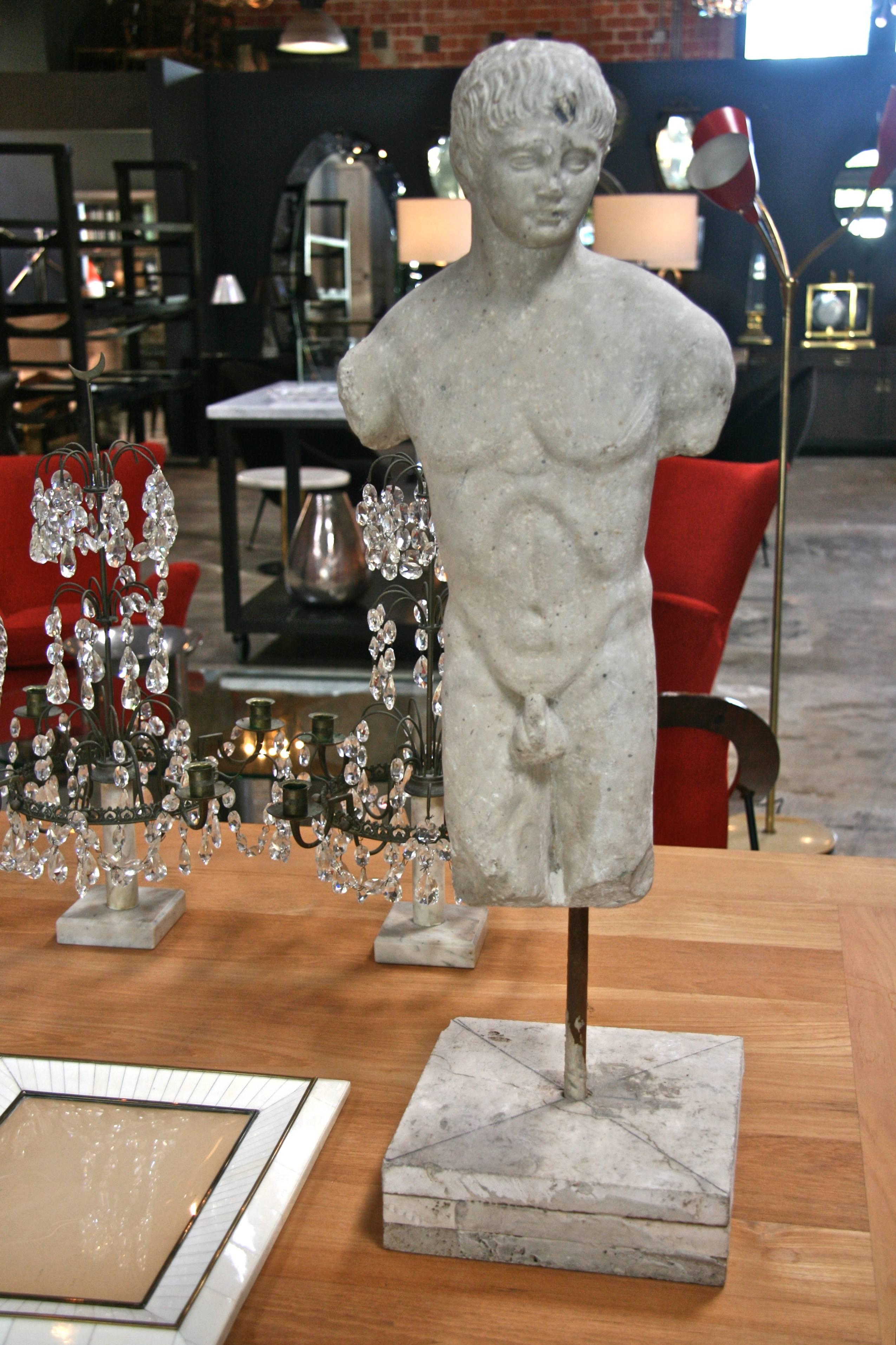 Beautiful Italian late 19th century marble torso of boy, show it to your better half. 