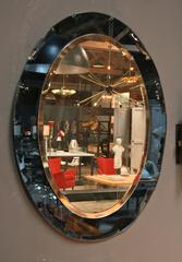 Italian 1960s Cobalt Blue Glass Rim Framed Mirror