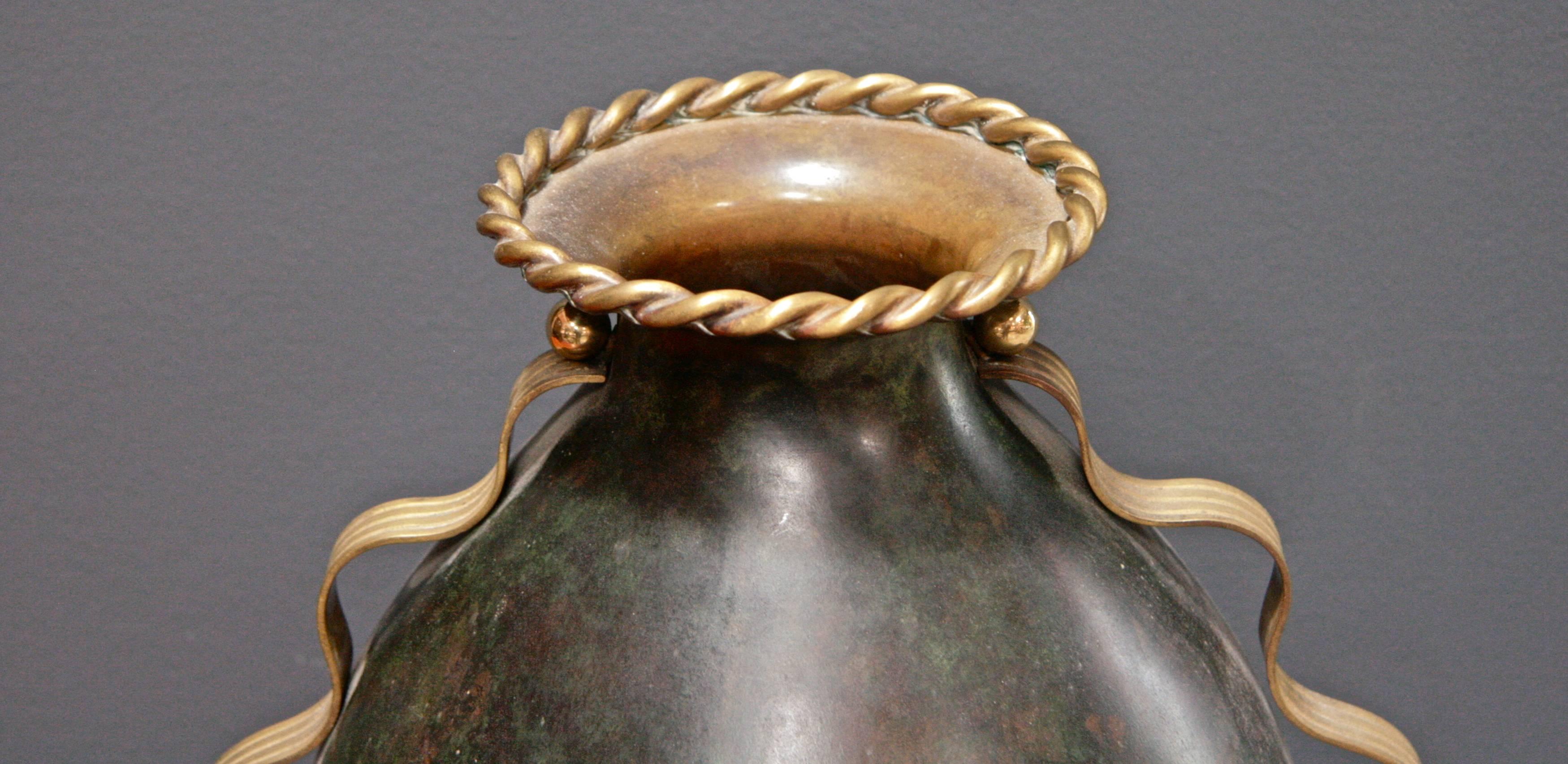 Italian Brass Pot with Painted Brass, 1940s In Good Condition In Los Angeles, CA