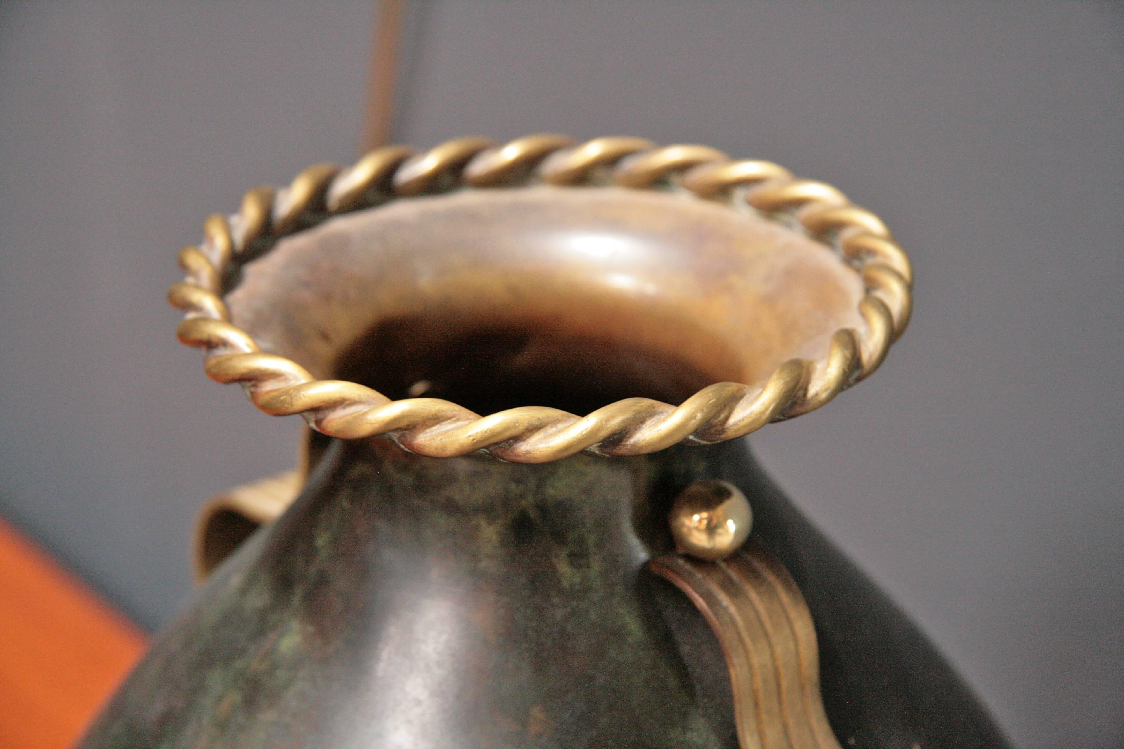 Italian Brass Pot with Painted Brass, 1940s 1