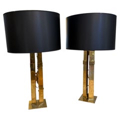 Ein Paar italienische modernistische Messing-Tischlampen