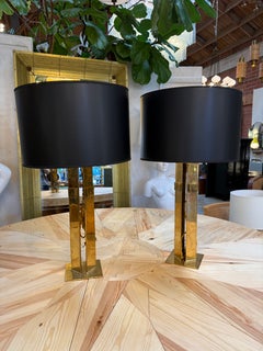 Pair of Italian Modernist Brass Table Lamps