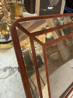 Italian Chrome and Burgundy Suede Picture Frame, 1970s