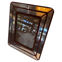 Italian Chrome and Burgundy Suede Picture Frame, 1970s