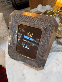 Vintage Chrome and Snakeskin Picture Frame