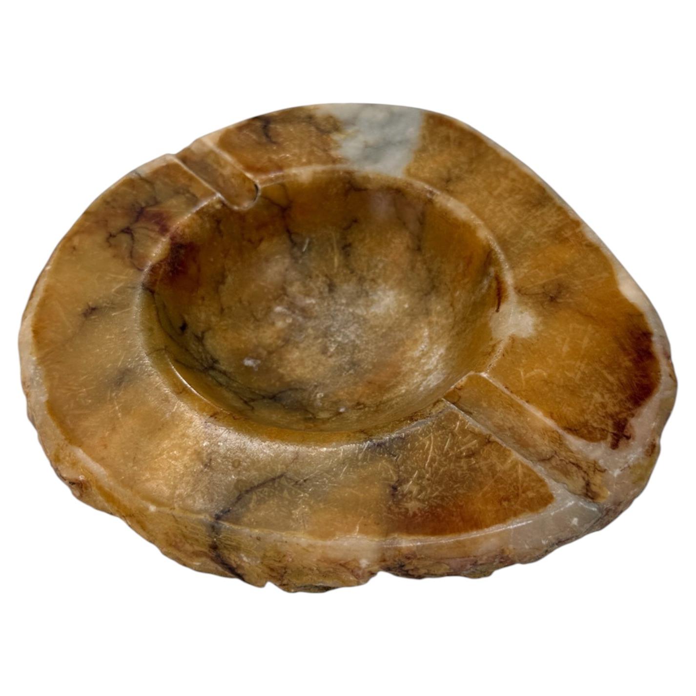Carved Brown Marble Ashtray
