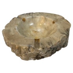 Rustic Hand-Carved Marble Ashtray with Natural Raw Edge