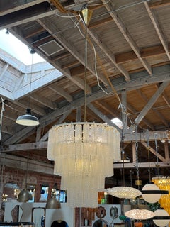 Lampadario a più livelli in vetro di Murano con finitura testurizzata e ottone, anni '70