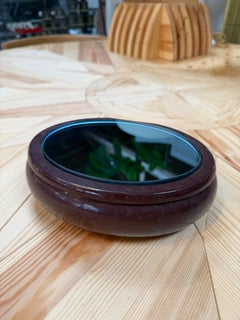 Vintage Italian Oval Vanity Box with Smoked Mirror