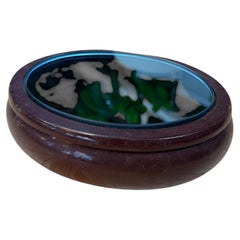 Vintage Italian Oval Vanity Box with Smoked Mirror