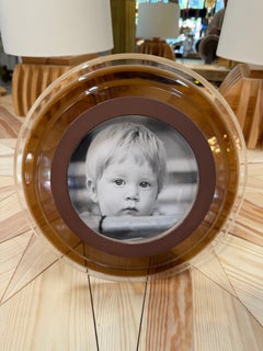 Italian Modernist Round Lucite Picture Frame, 1970s