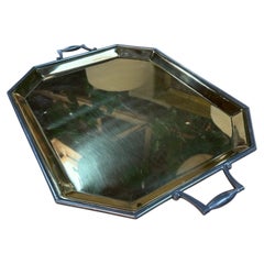 Italian Octagonal Brass and Pewter Serving Tray