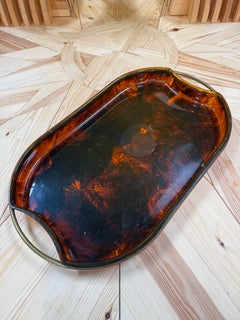 Italian Tortoiseshell Serving Tray with Brass Handles