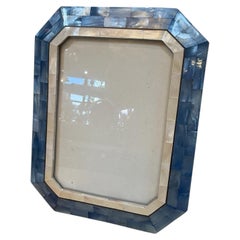 Blue and Ivory Mother-of-Pearl Mosaic Picture Frame