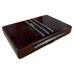 Vintage Italian Burl Wood and Chrome Decorative Box