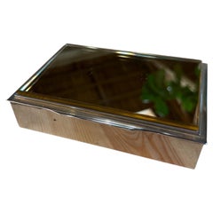 Vintage Italian Chrome and Mirror -Glass Decorative Box
