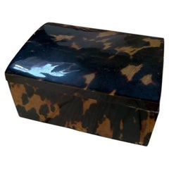 Faux Tortoiseshell Wood Box with Domed Lid