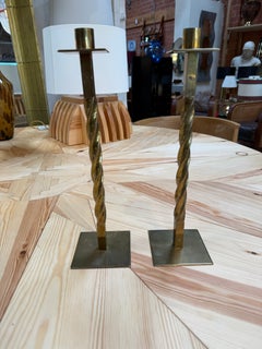 Juego de 2 candelabros decorativos italianos de latón de época, 1980