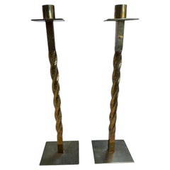Juego de 2 candelabros decorativos italianos de latón de época, 1980