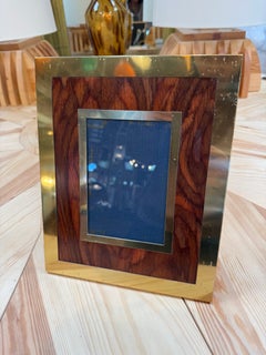 Vintage Wood and Brass Picture Frame