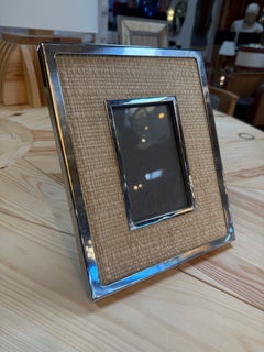 Cornice per foto in rattan intrecciato color argento