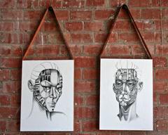 David Gilmore Modernist Paintings "Maata" and "Otto" Graphite on Paper