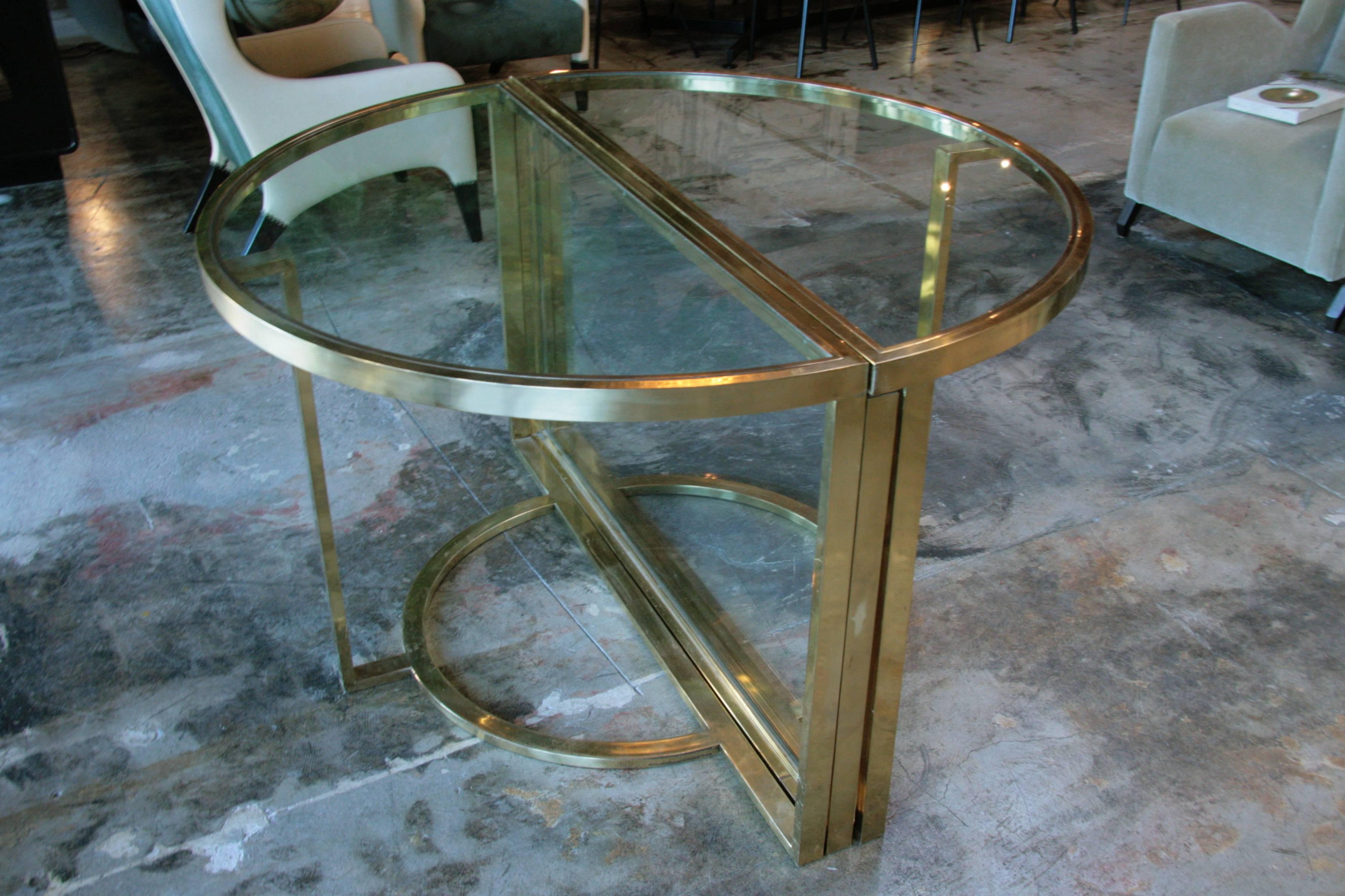 Late 20th Century Versatile Brass Oval or Round Table by Romeo Rega, 1970