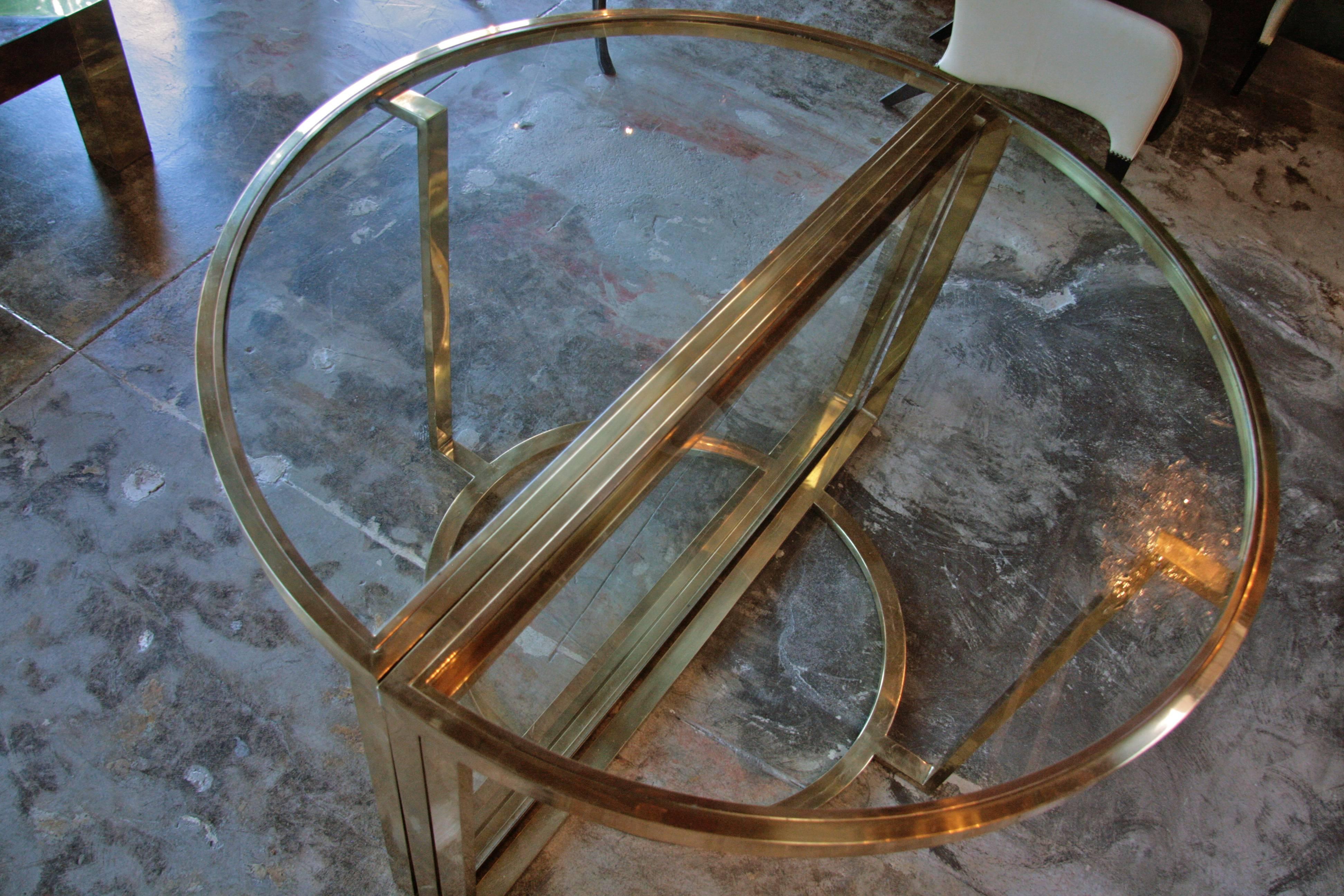 Versatile Brass Oval or Round Table by Romeo Rega, 1970 1