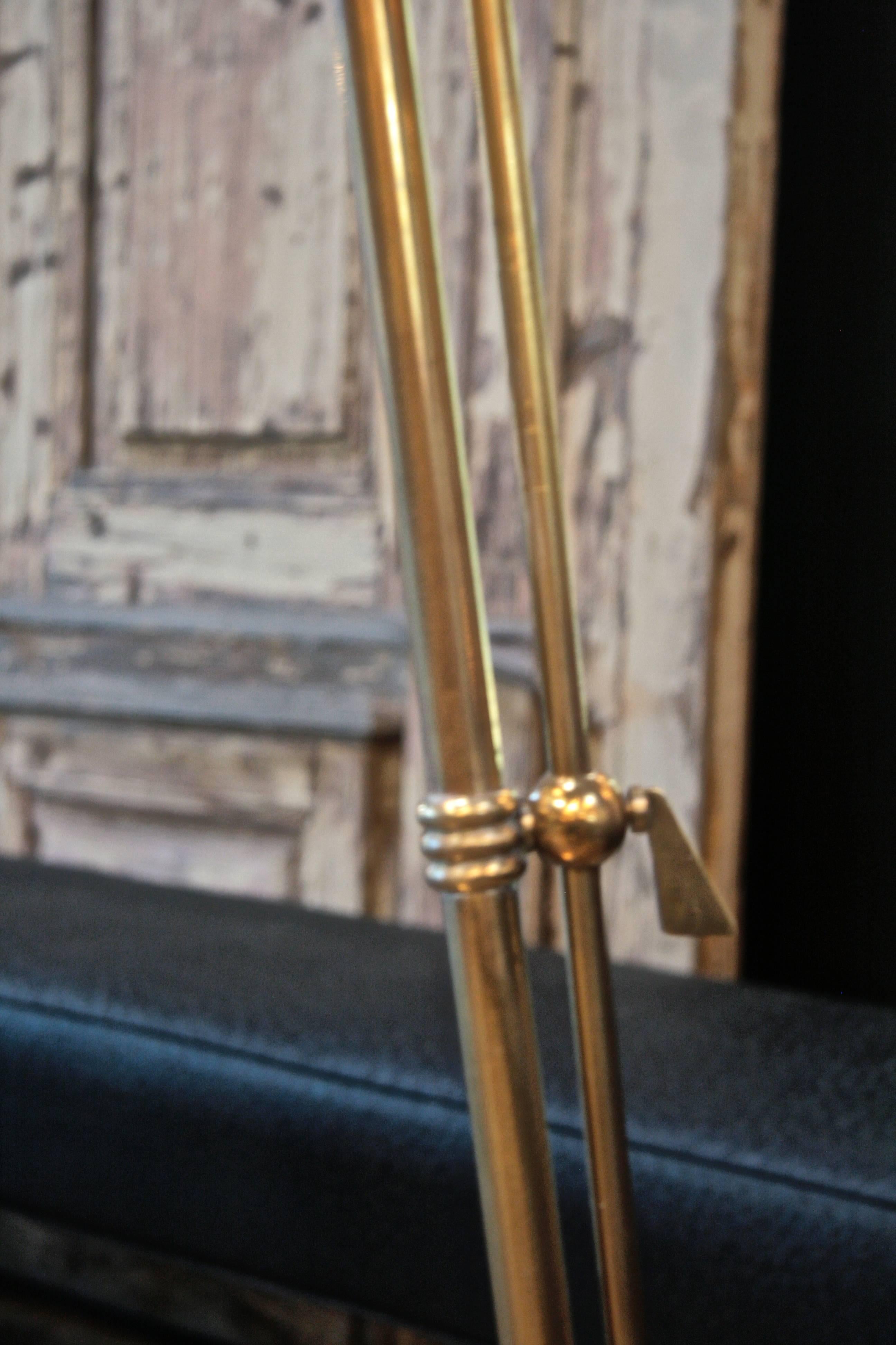 Italian 1960 Floor Lamp with Brass Base and Adjustable Height 1