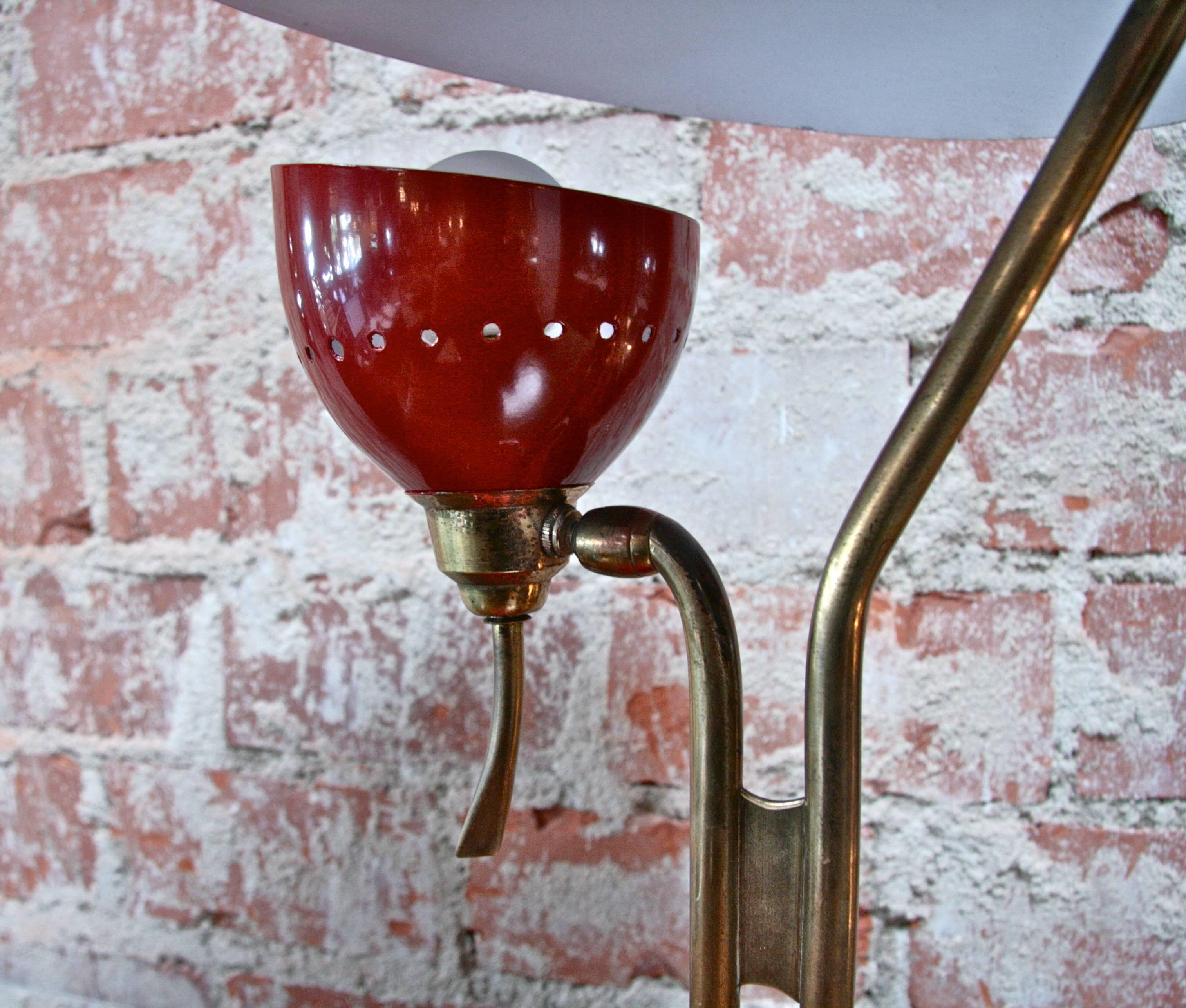 Mid-20th Century Oscar Torlasco Red Lacquered Table Lamp by Lumi