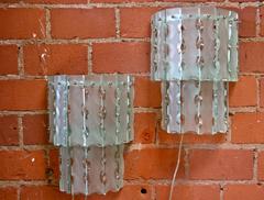 Paar italienische Wandleuchter aus abgeschrägtem Glas von Cristal Arte