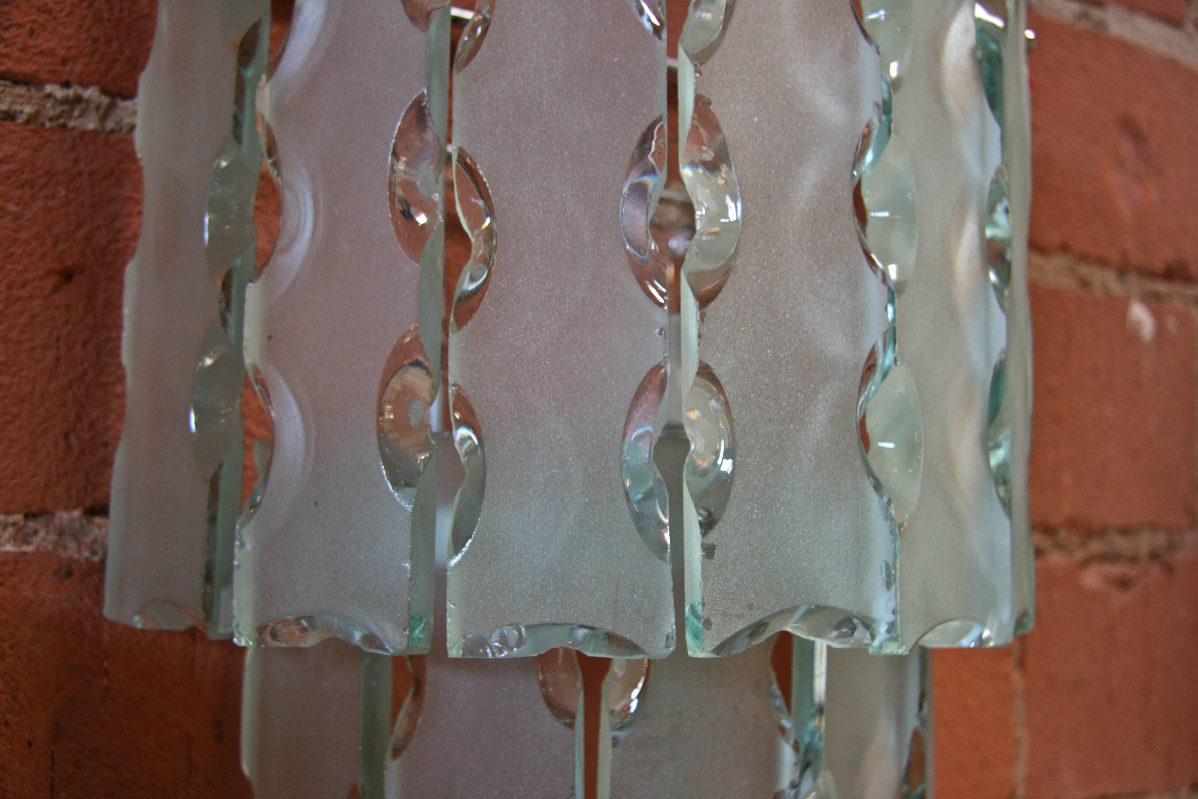 Pair of Italian Beveled Glass Sconces by Cristal Art In Good Condition For Sale In Los Angeles, CA