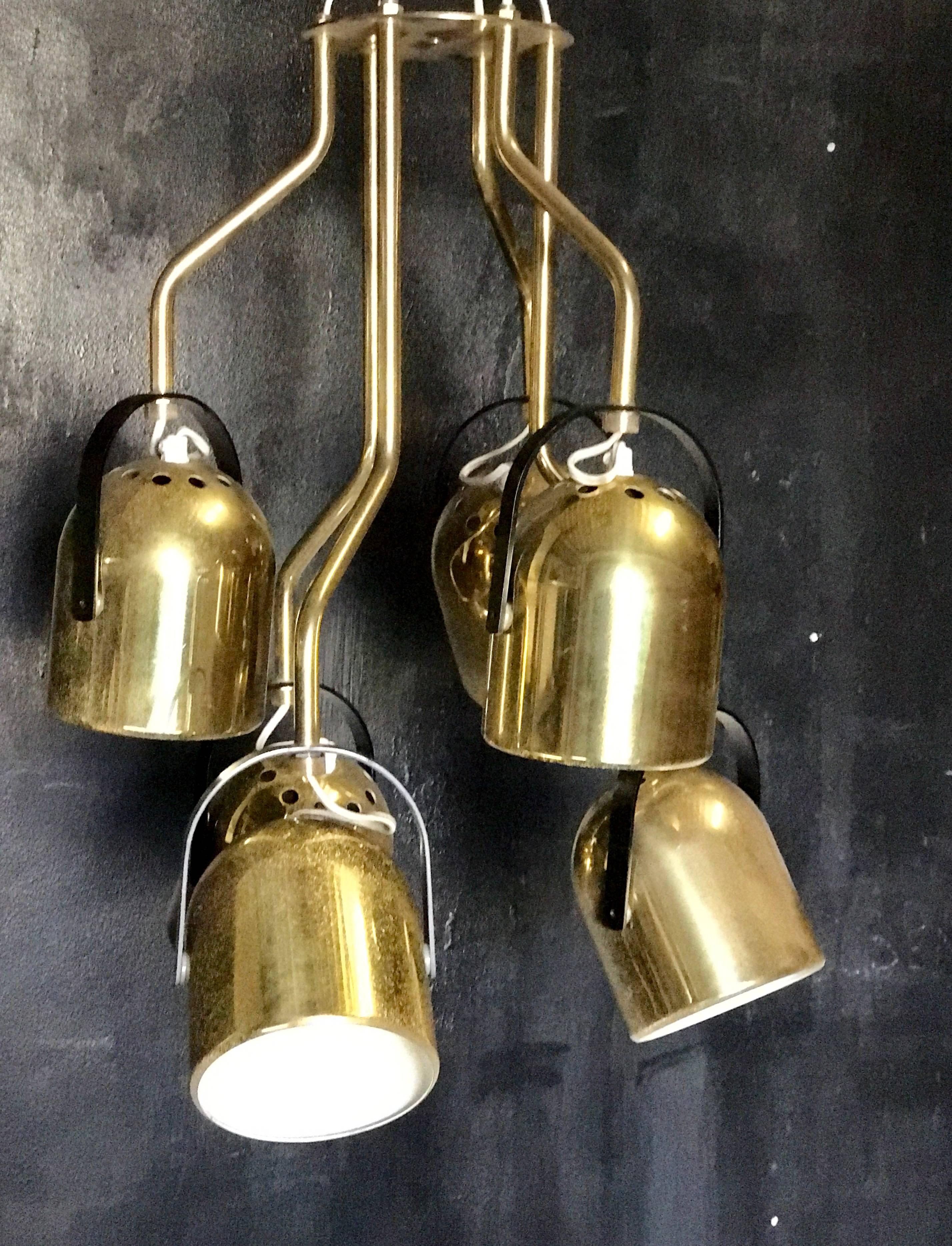 Italian 1970s Brass Pendant Light In Good Condition In Los Angeles, CA