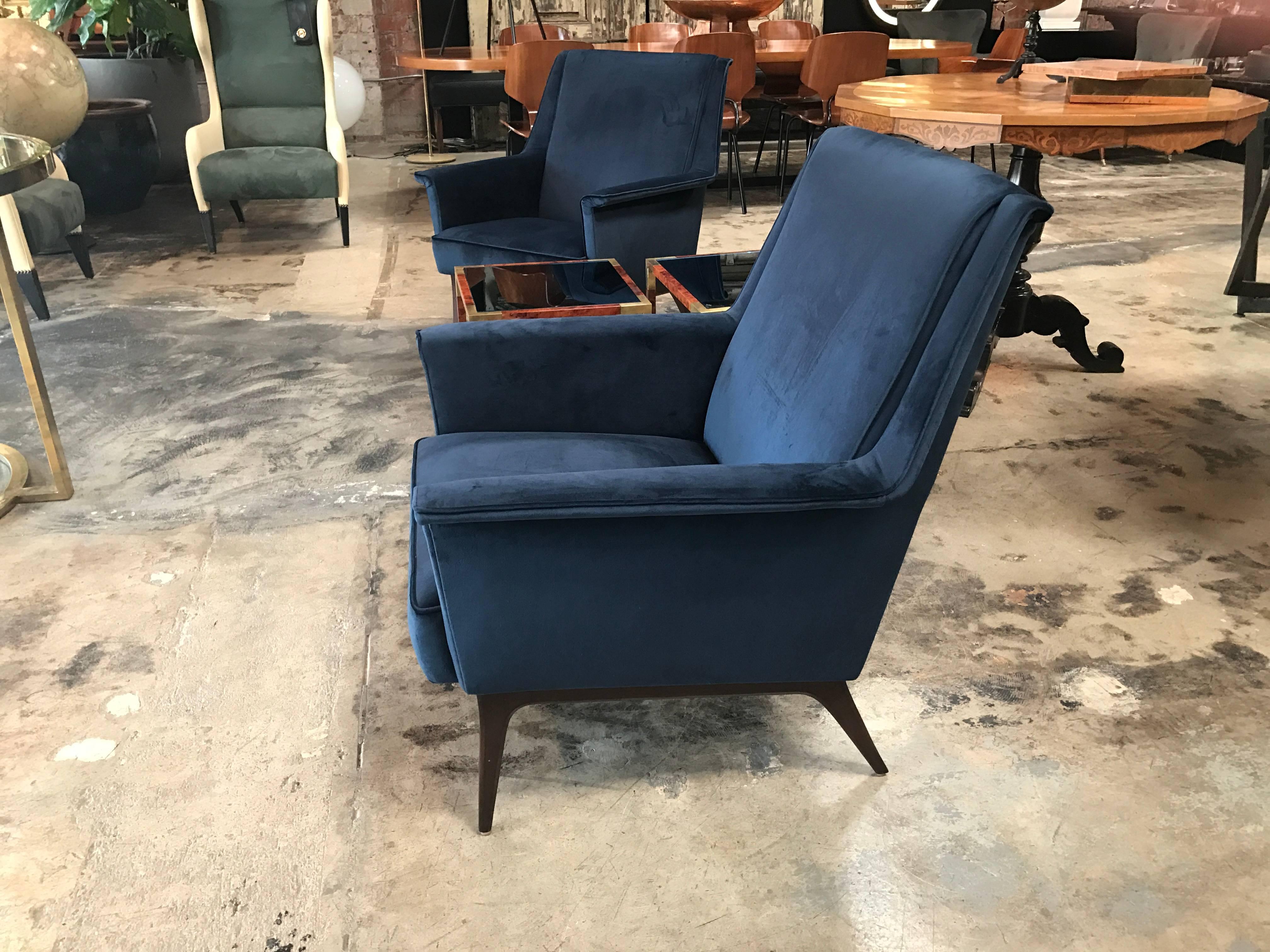 Italian 1960s Blue Armchairs by Anonima Castelli In Excellent Condition In Los Angeles, CA