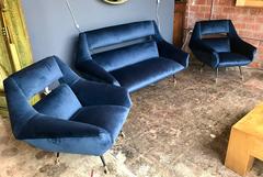 Three-Piece Sofa and Armchairs, Set by Gigi Radice for Minotti, 1950s