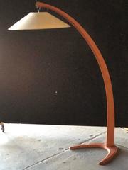 Italian 1950s Wood Arc Floor Light