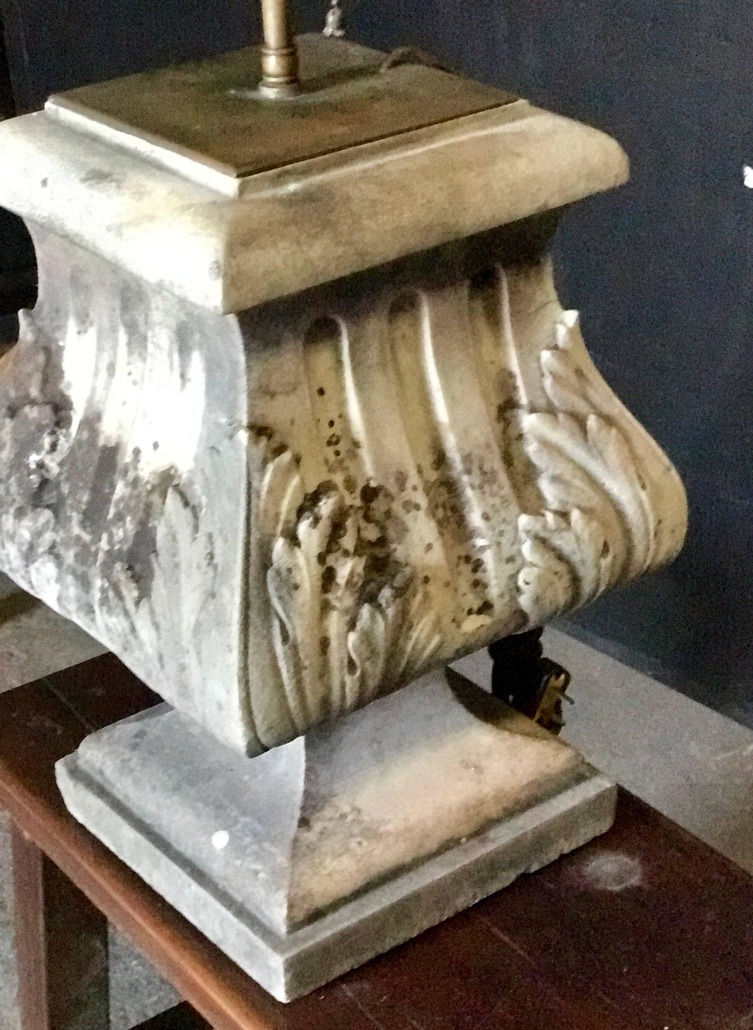 Italian 19th C. Stone Architectural Table Lamp 1