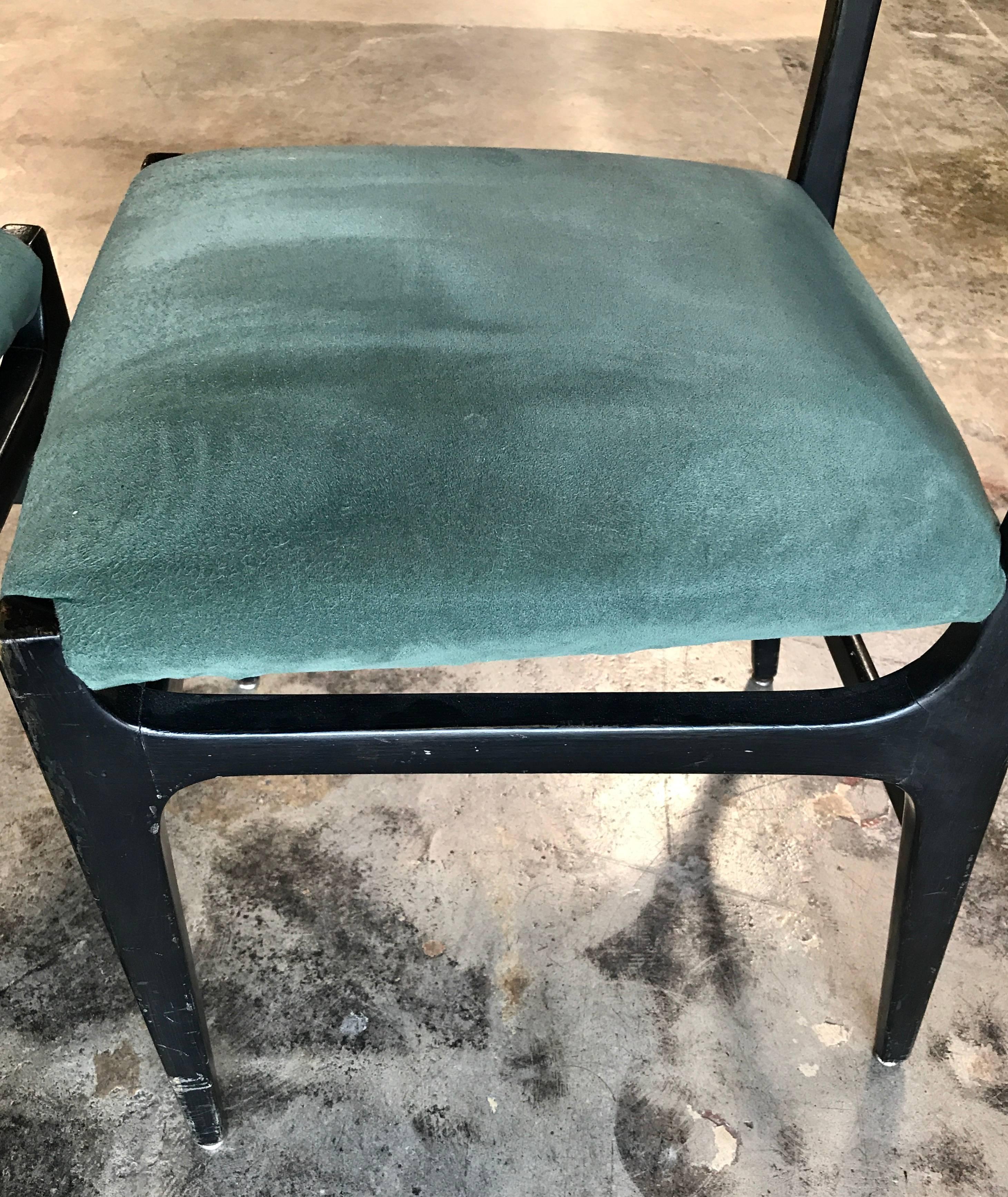 Suede Pair of Gio Ponti Leggera Dining Chairs