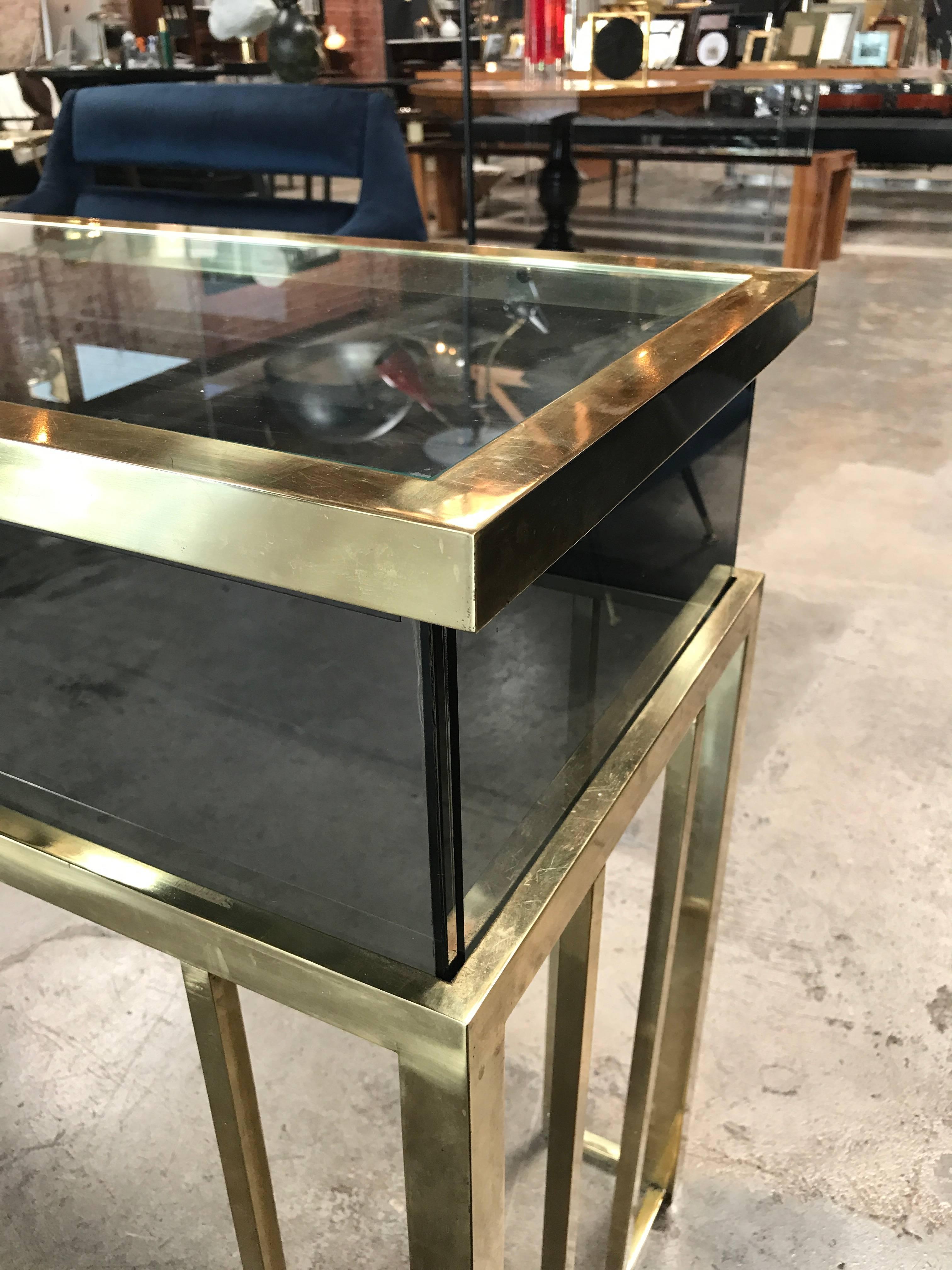 Late 20th Century Italian 1970s Brass and Glass Console Table by Romeo Rega