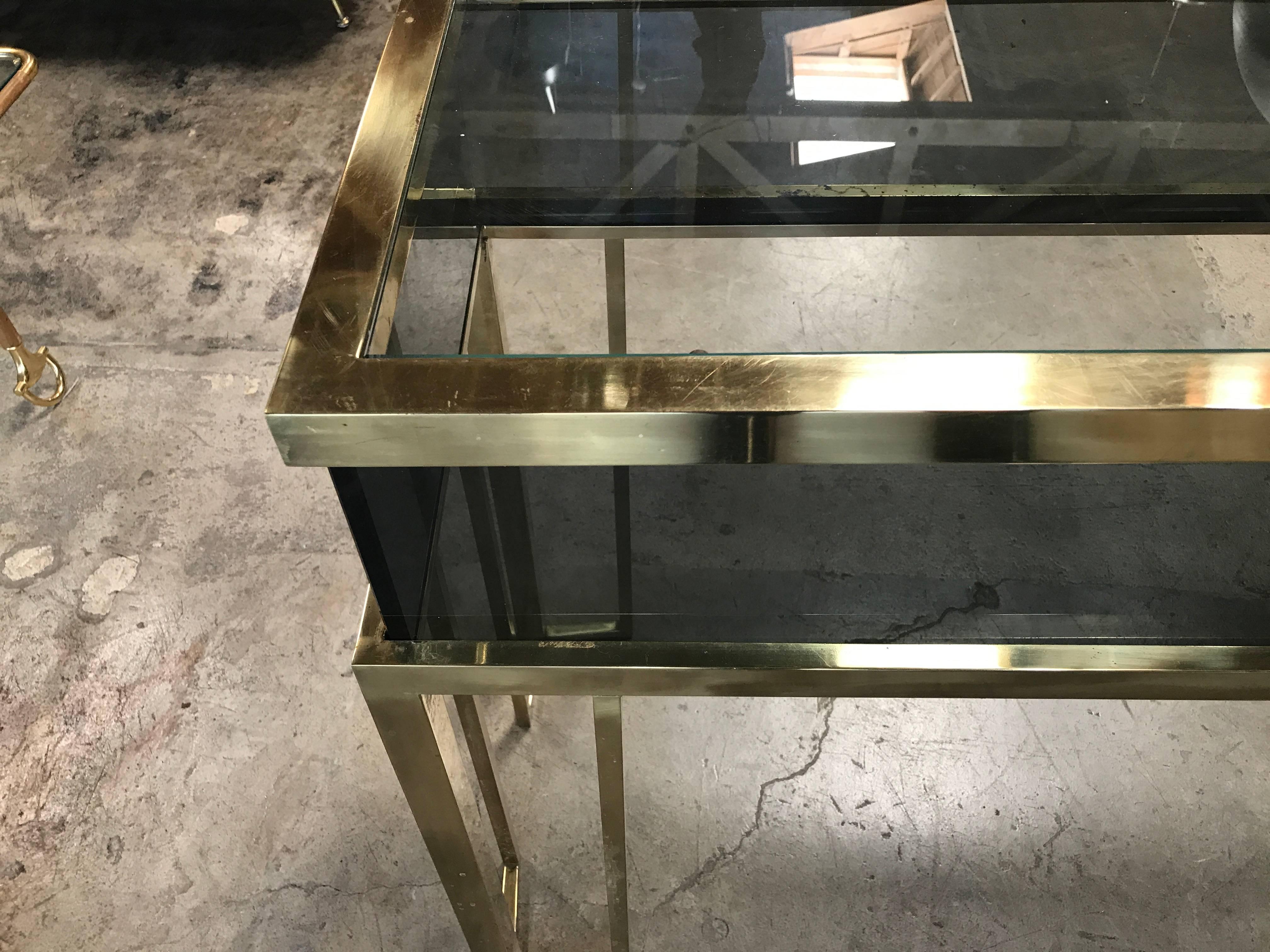 Italian 1970s Brass and Glass Console Table by Romeo Rega In Good Condition In Los Angeles, CA