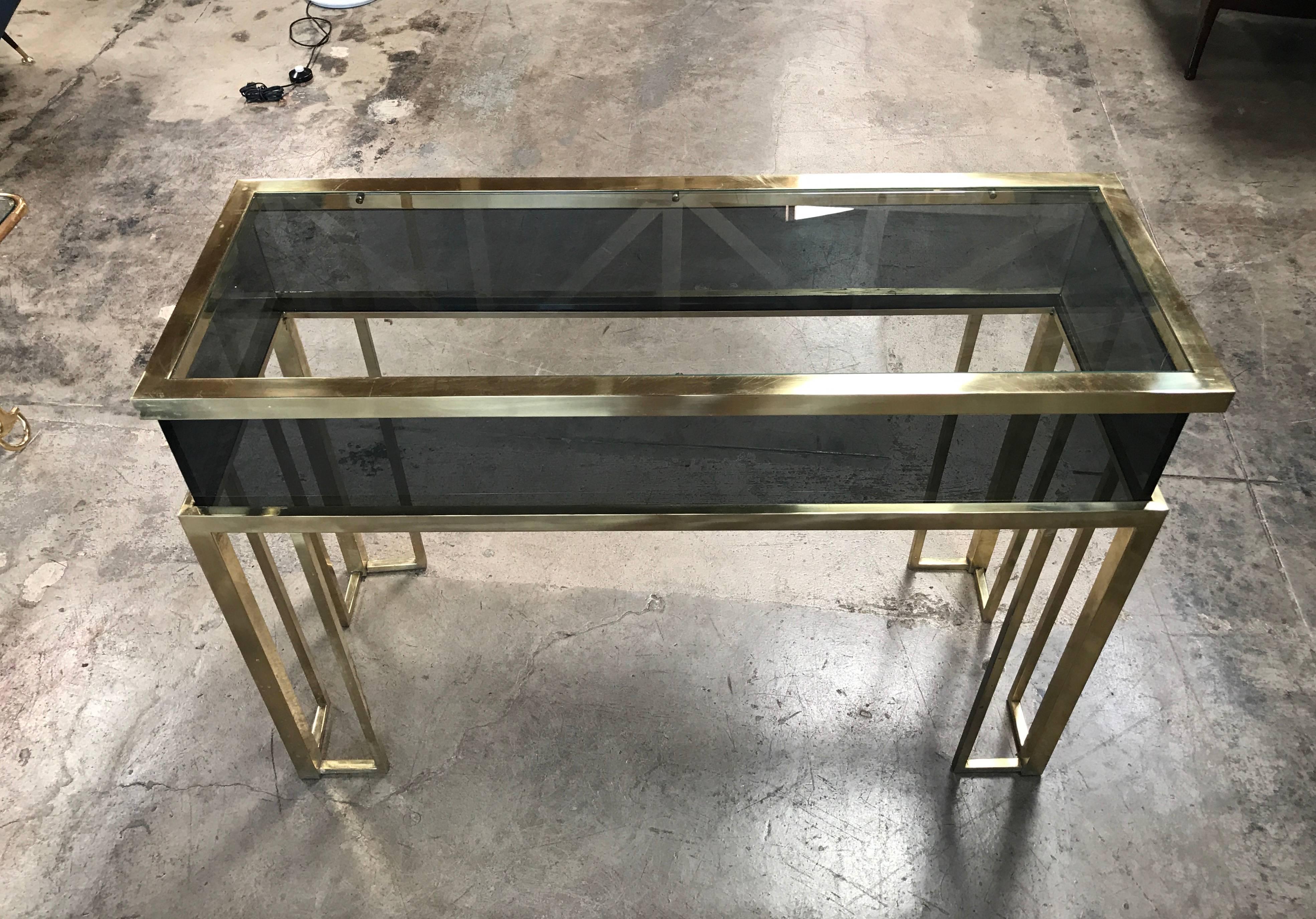 Italian 1970s Brass and Glass Console Table by Romeo Rega 3