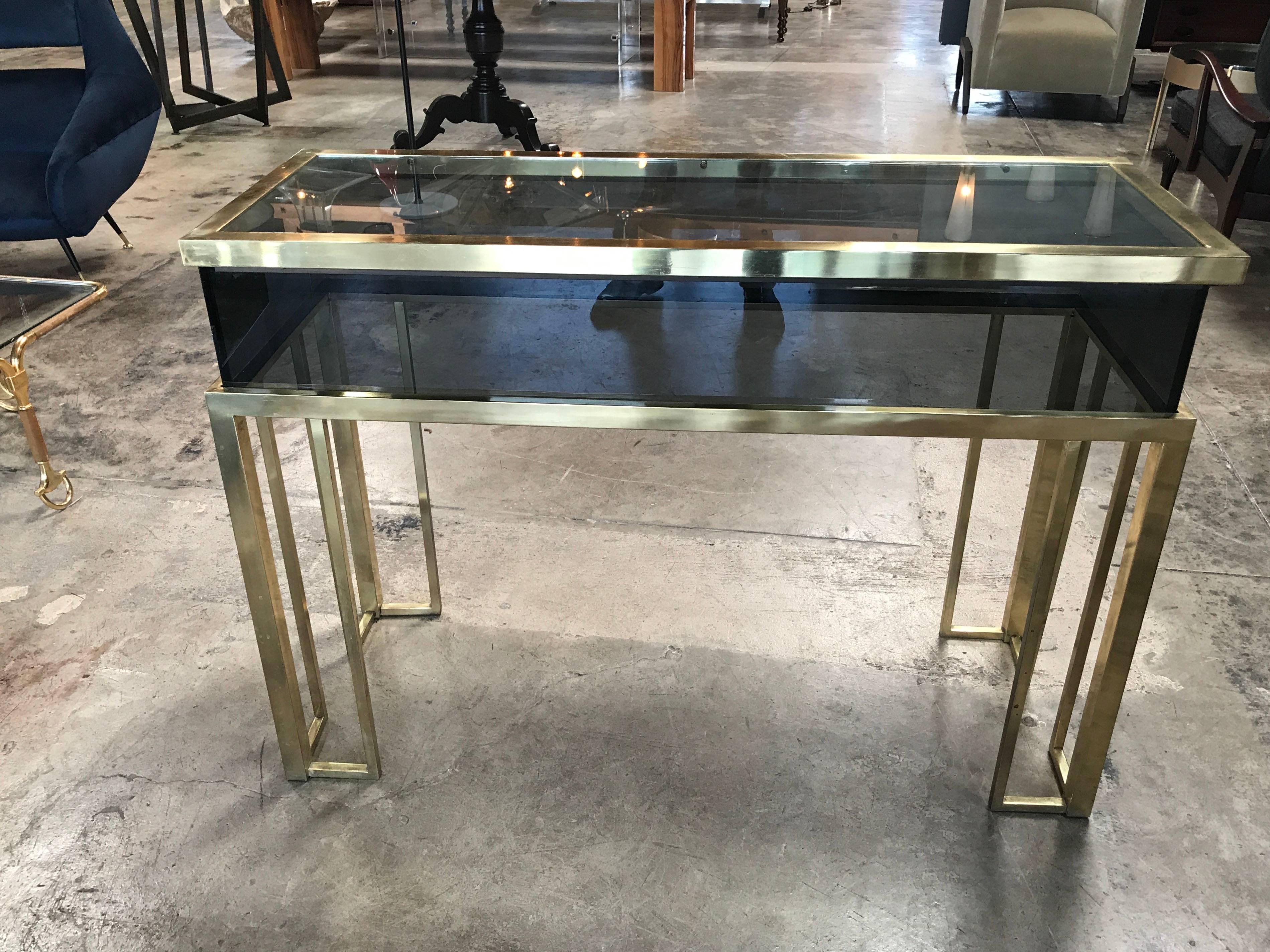 Italian 1970s Brass and Glass Console Table by Romeo Rega 4