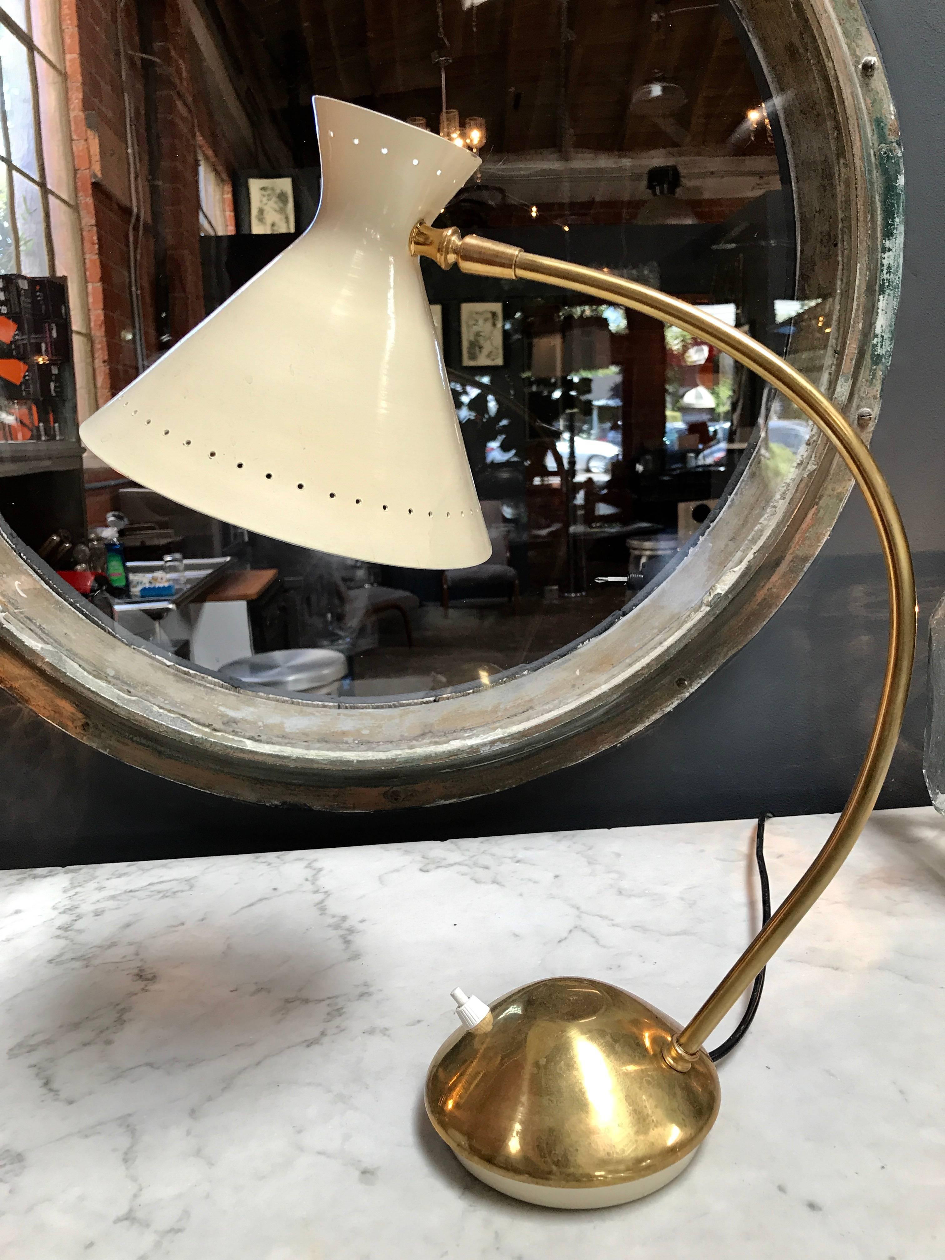 One single Italian brass table light with cream shade a great addition to your casa.