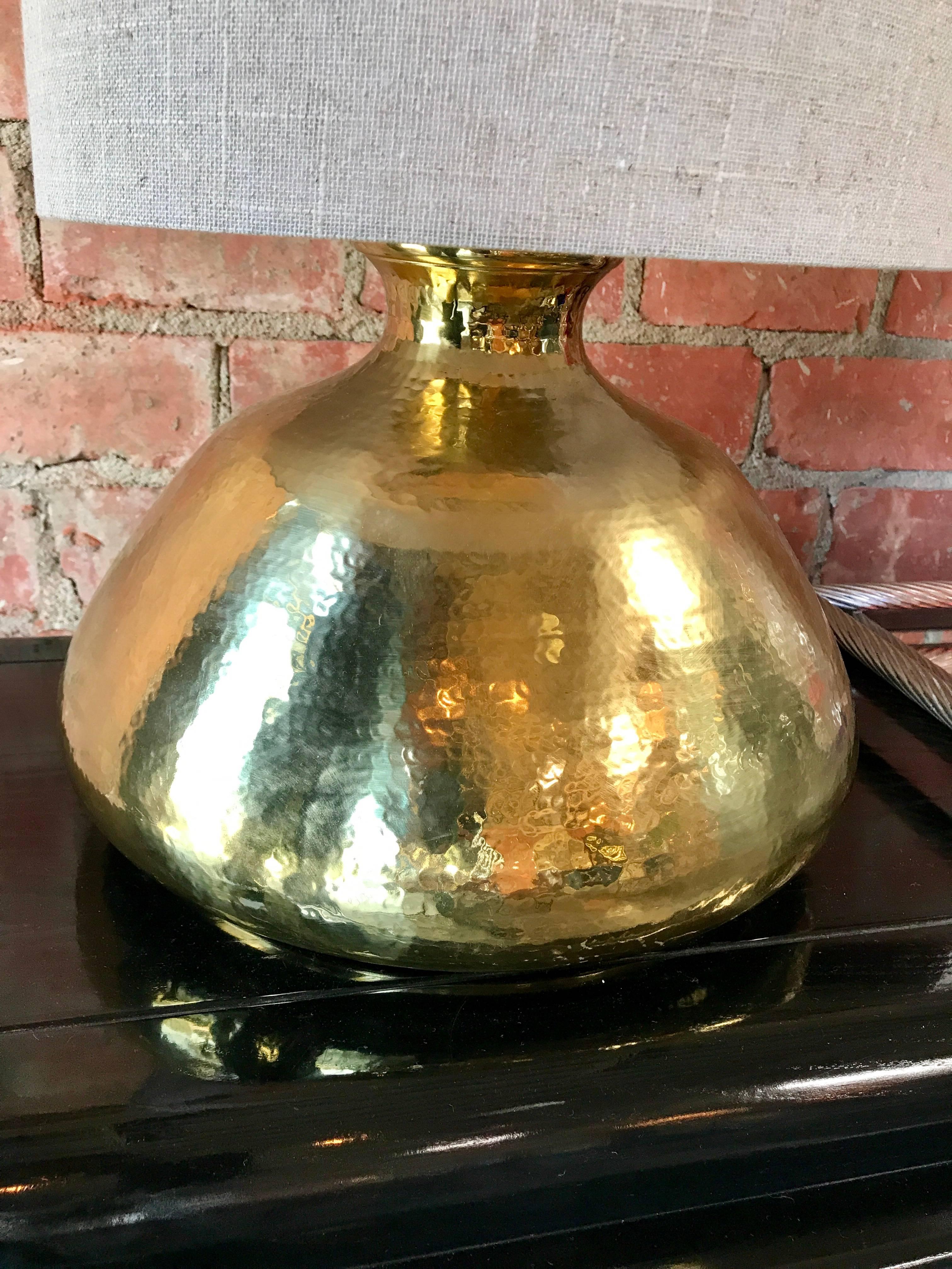 Italian Hammered Brass Table Lamp 1