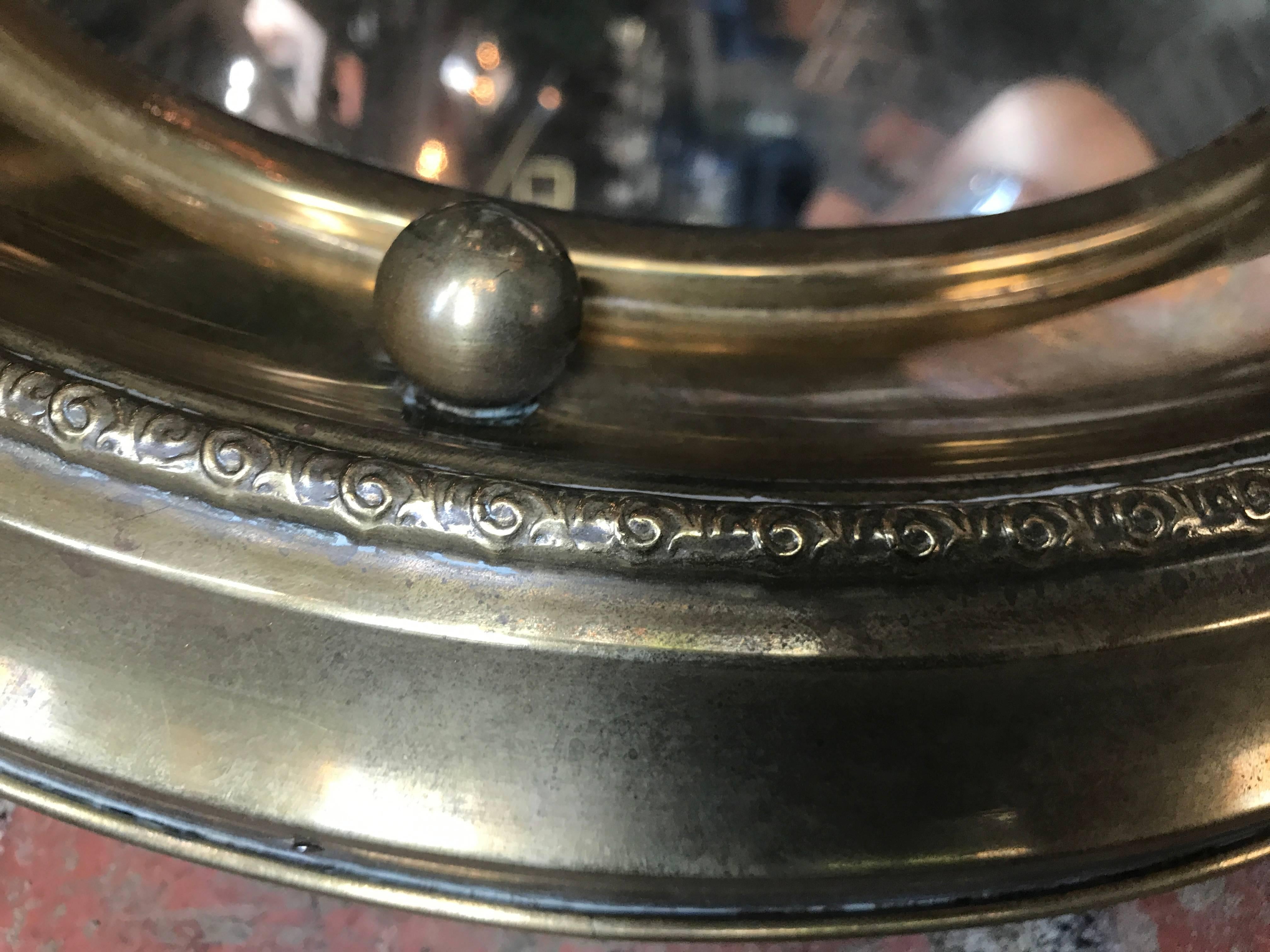 Italian Round Mirror in Brass, 1920 1