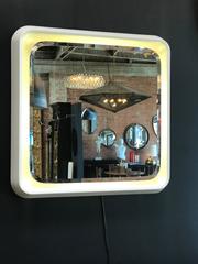 Italian Lighted Square Mirror, 1970s