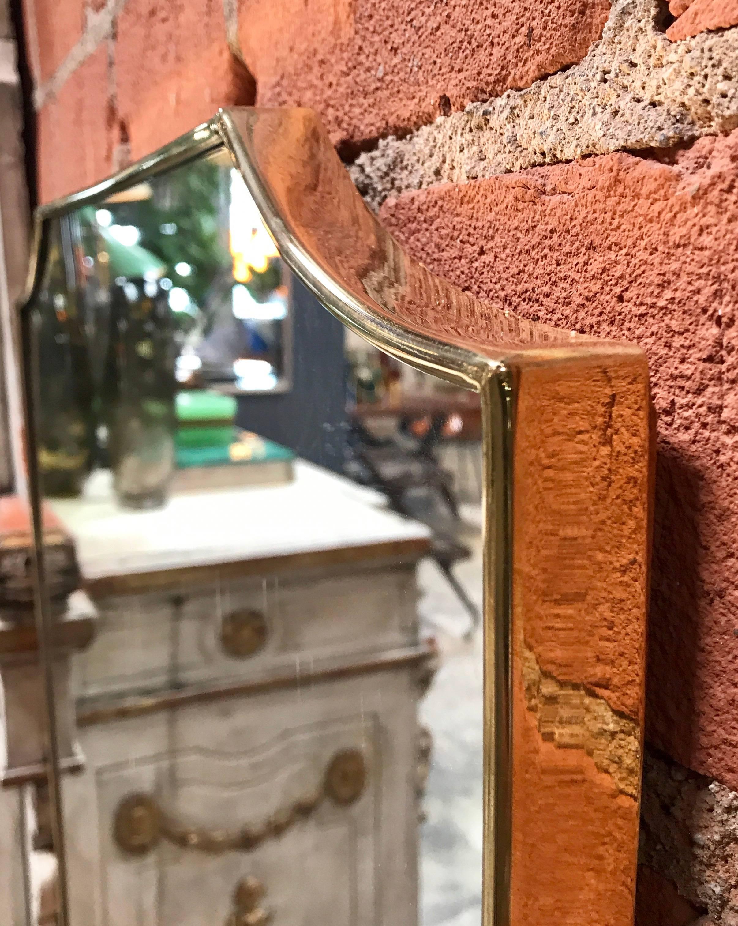 Vintage 1960s Italian Mirror with Brass Frame 1