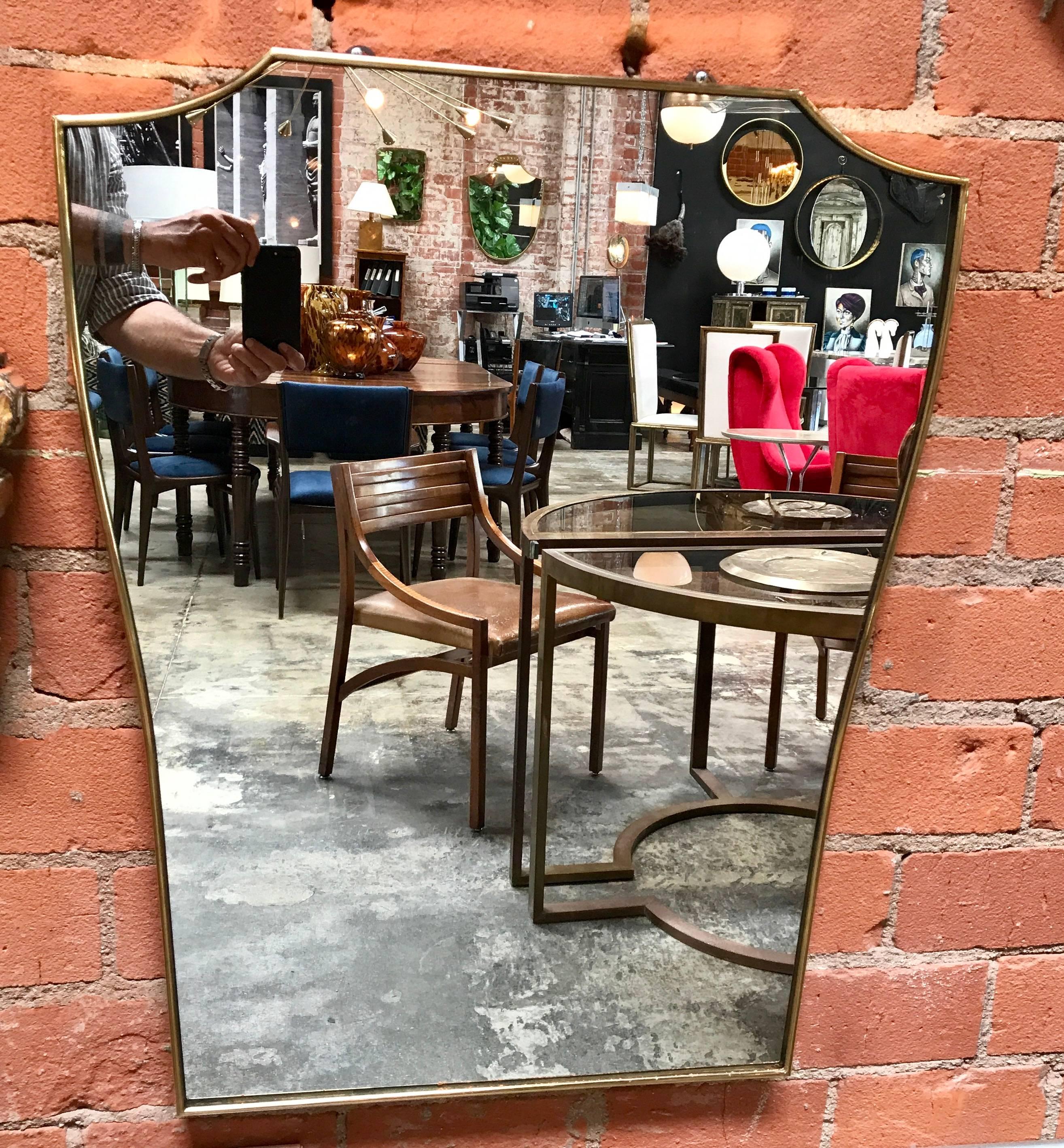 Vintage 1960s Italian Mirror with Brass Frame 2