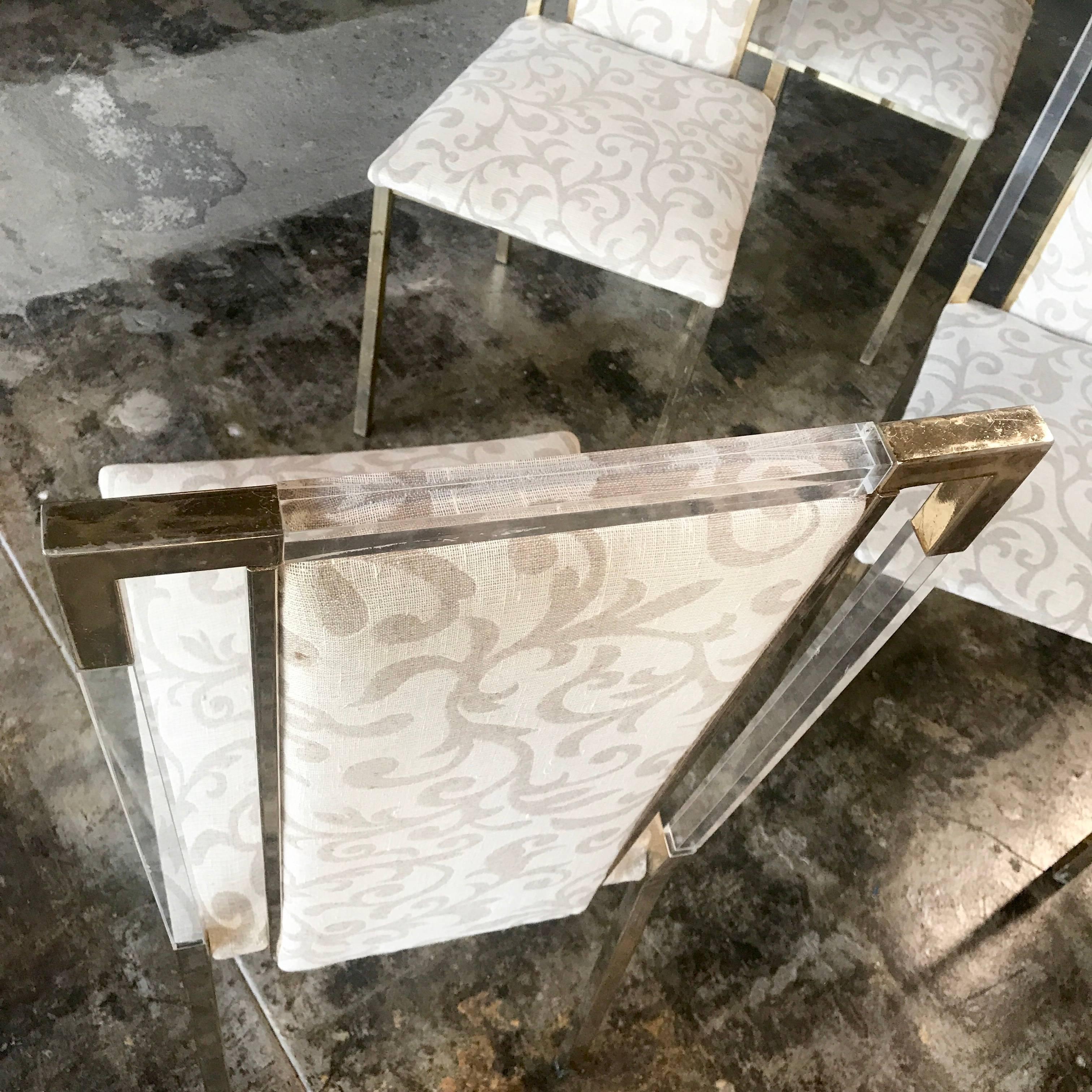 Italian 1960s Set of Six Chairs in Brass and Plexiglass 2