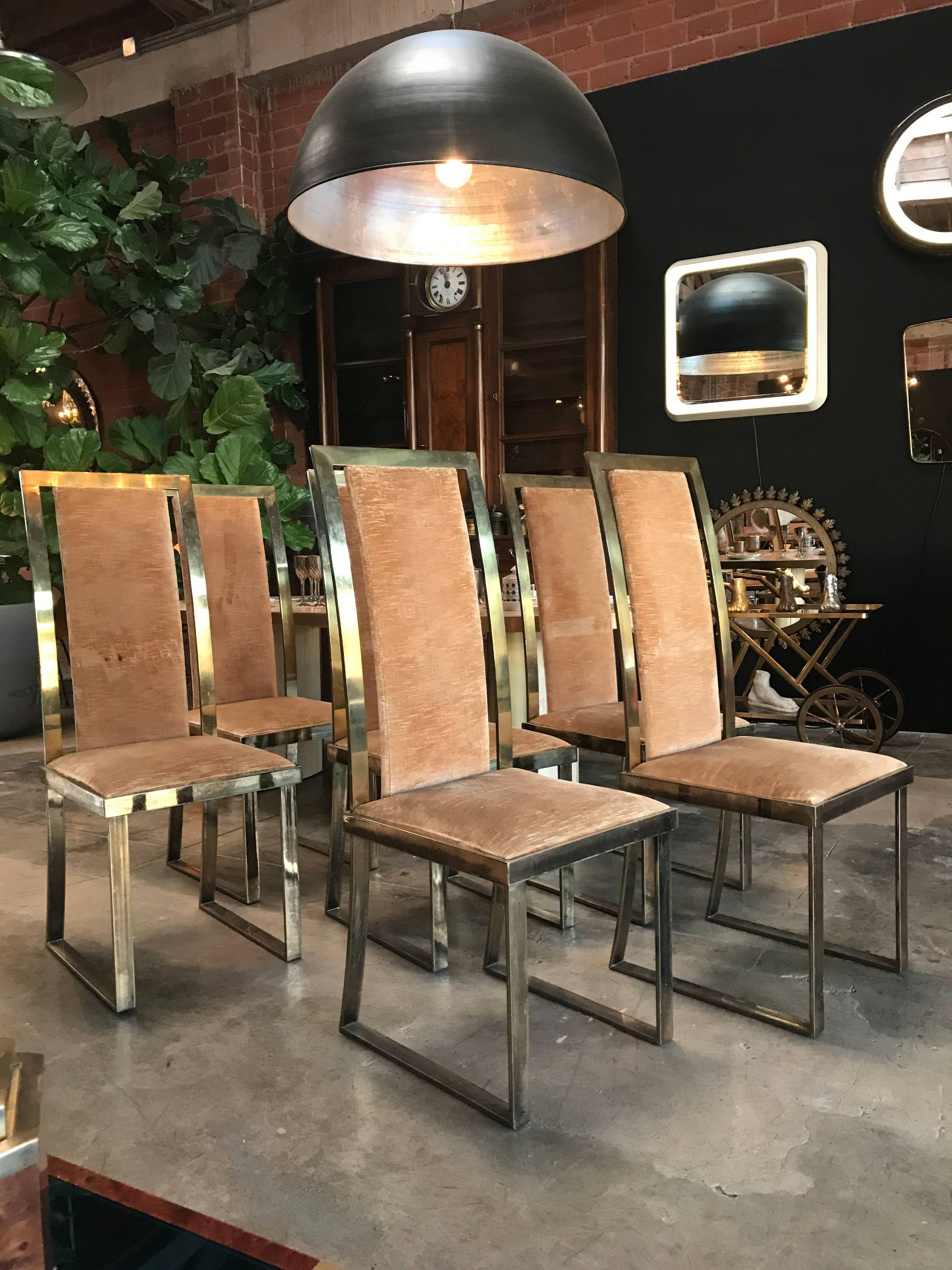 Italian Chairs in Massive Brass, 1960, Set of four In Good Condition In Los Angeles, CA